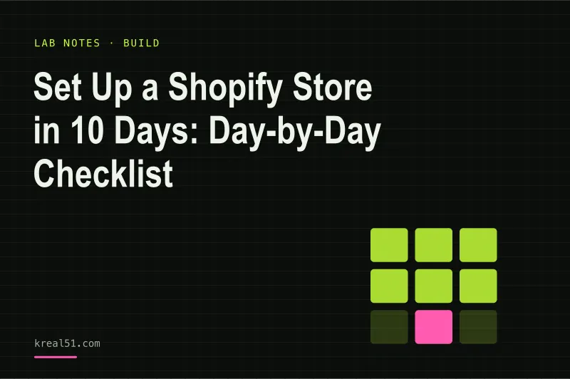 Illustration of a Shopify store being assembled on a lab bench, launch day