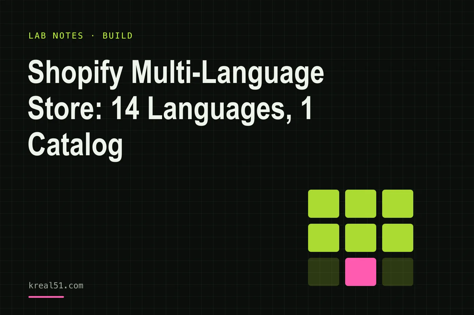 Kreal51 lab emblem, illustrating one Shopify store serving many languages