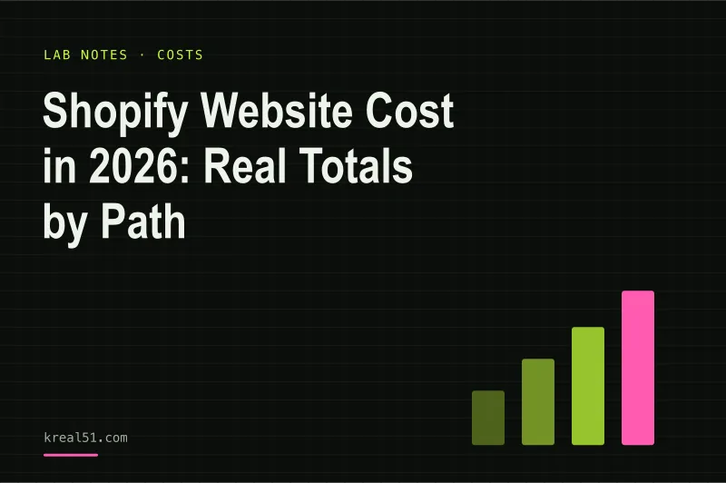 Illustrated calculator on a lab bench, used to estimate the cost of a Shopify website